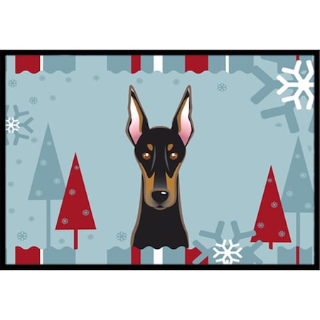 Carolines Treasures Winter Holiday Doberman Indoor and Outdoor Mat- 18 x 27 in. BB1741MAT